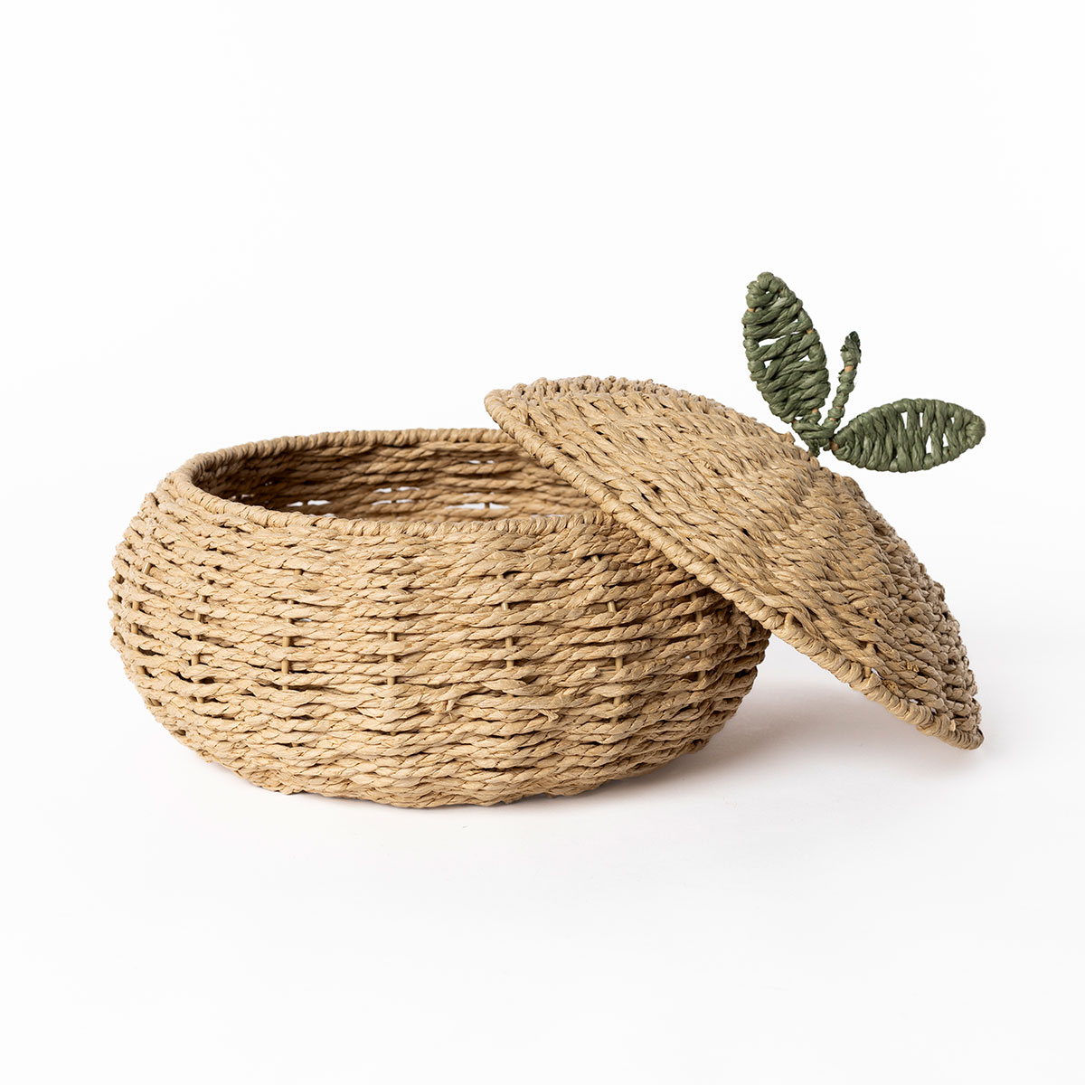 Fruteira com tampa TRAMARE castanha em juta 20cm