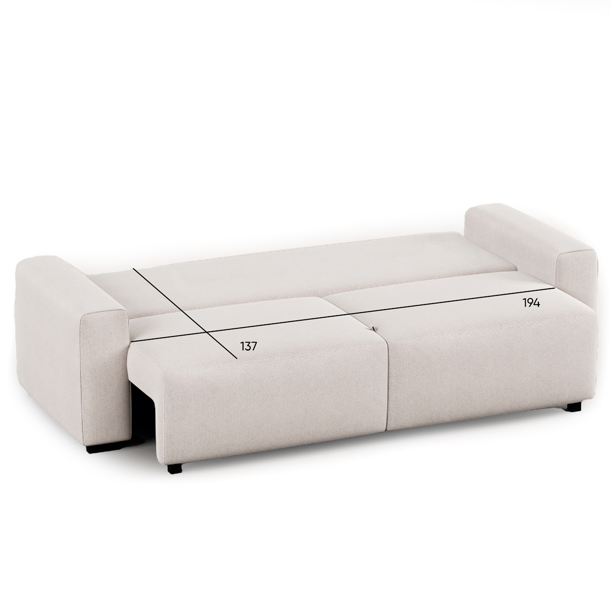 Sof&aacute; cama com costas rebat&iacute;veis HAIA bege