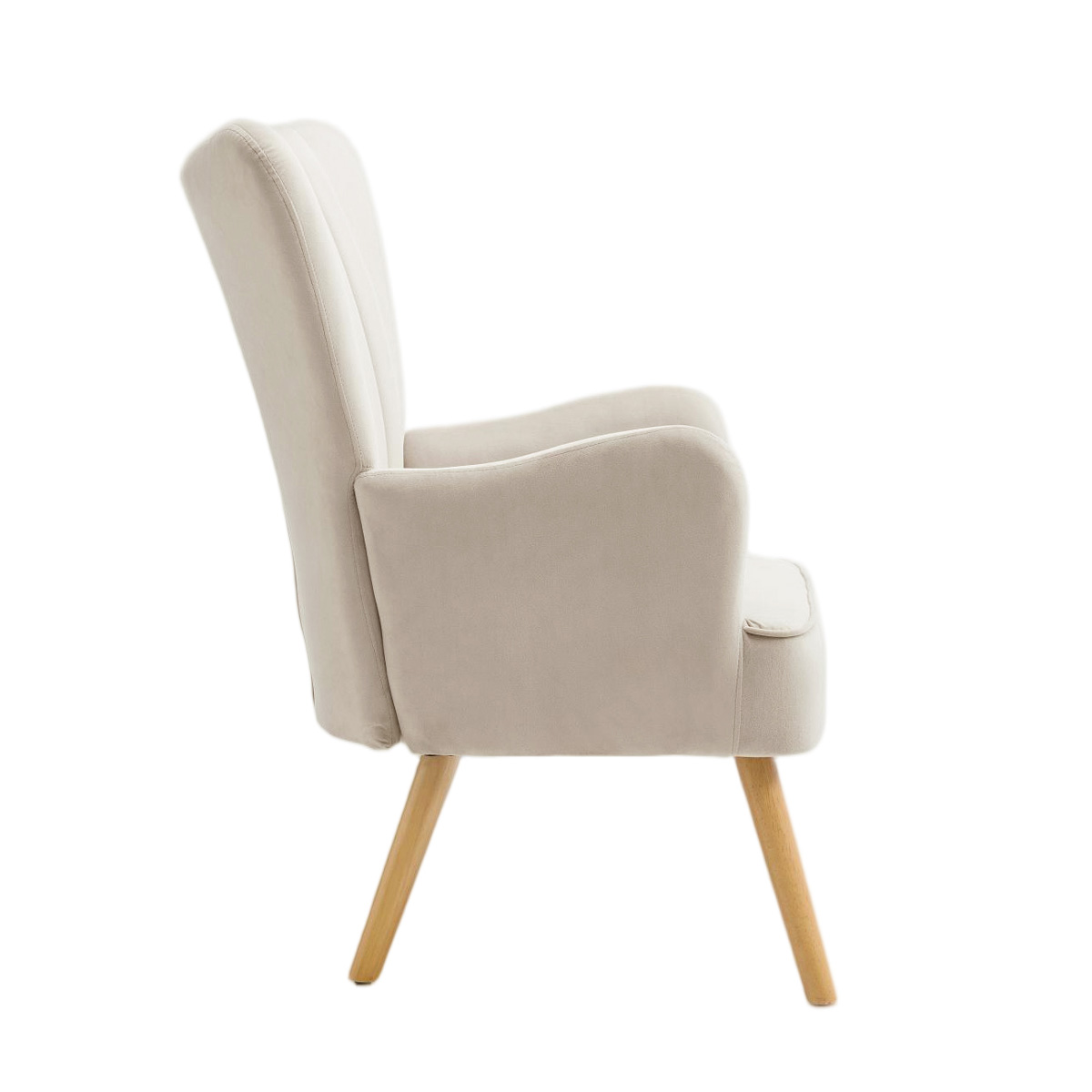 Poltrona DIANA taupe em veludo e madeira