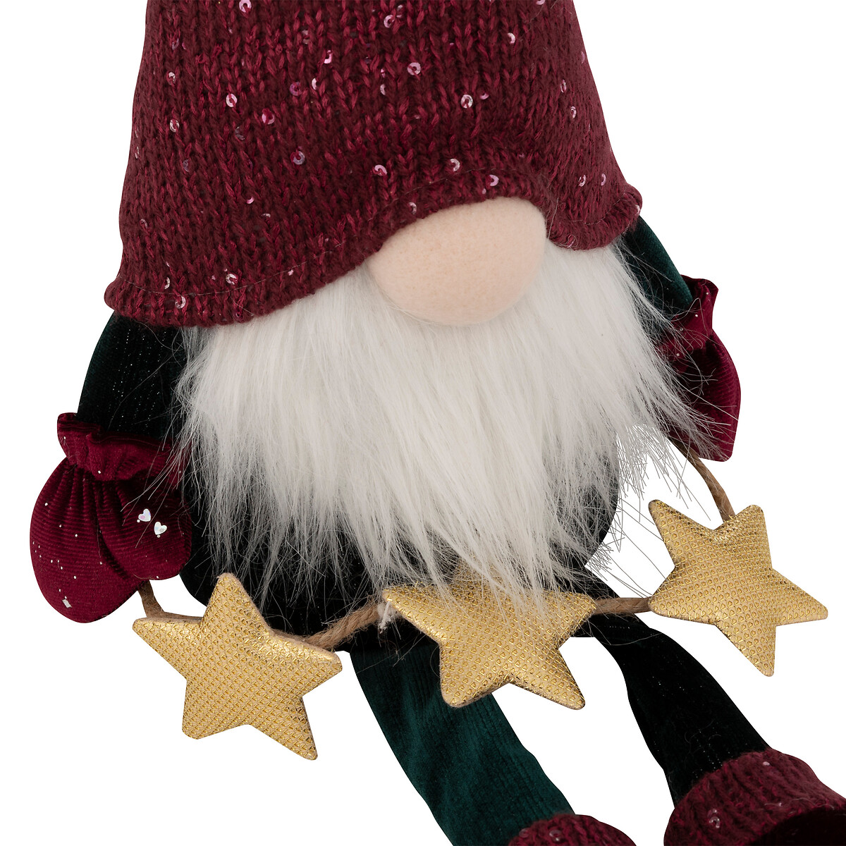 Figura gnomo com estrelas bordeaux 50cm,  Figura gnomo com estrelas bordeaux 50cm