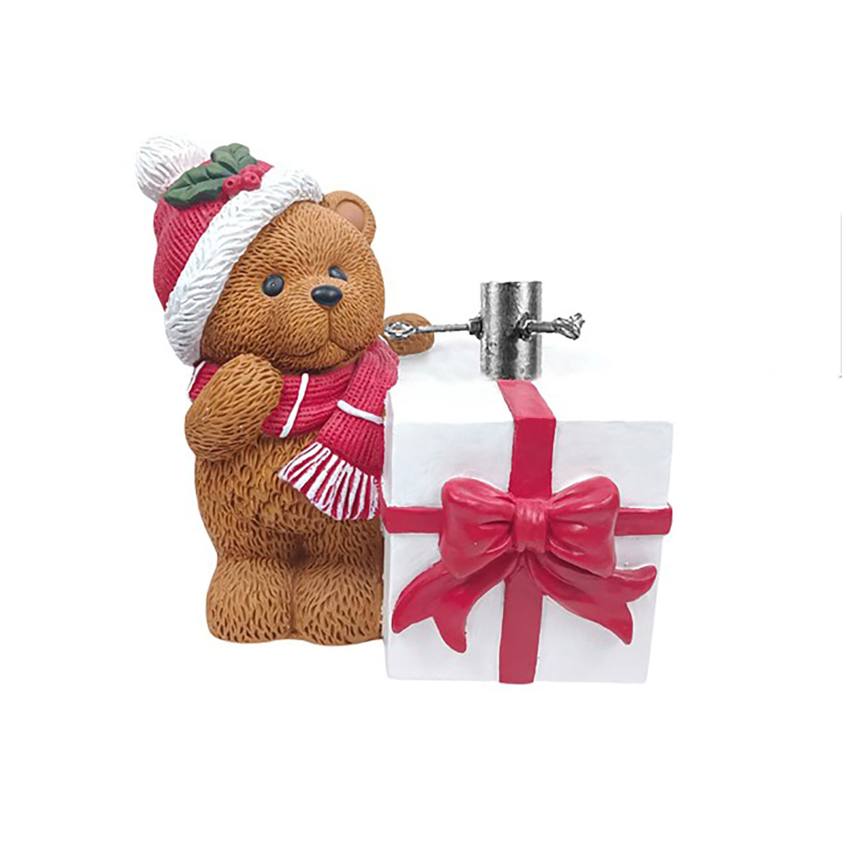 Base Para &Aacute;rvore De Natal De Urso Com Presente 42cm