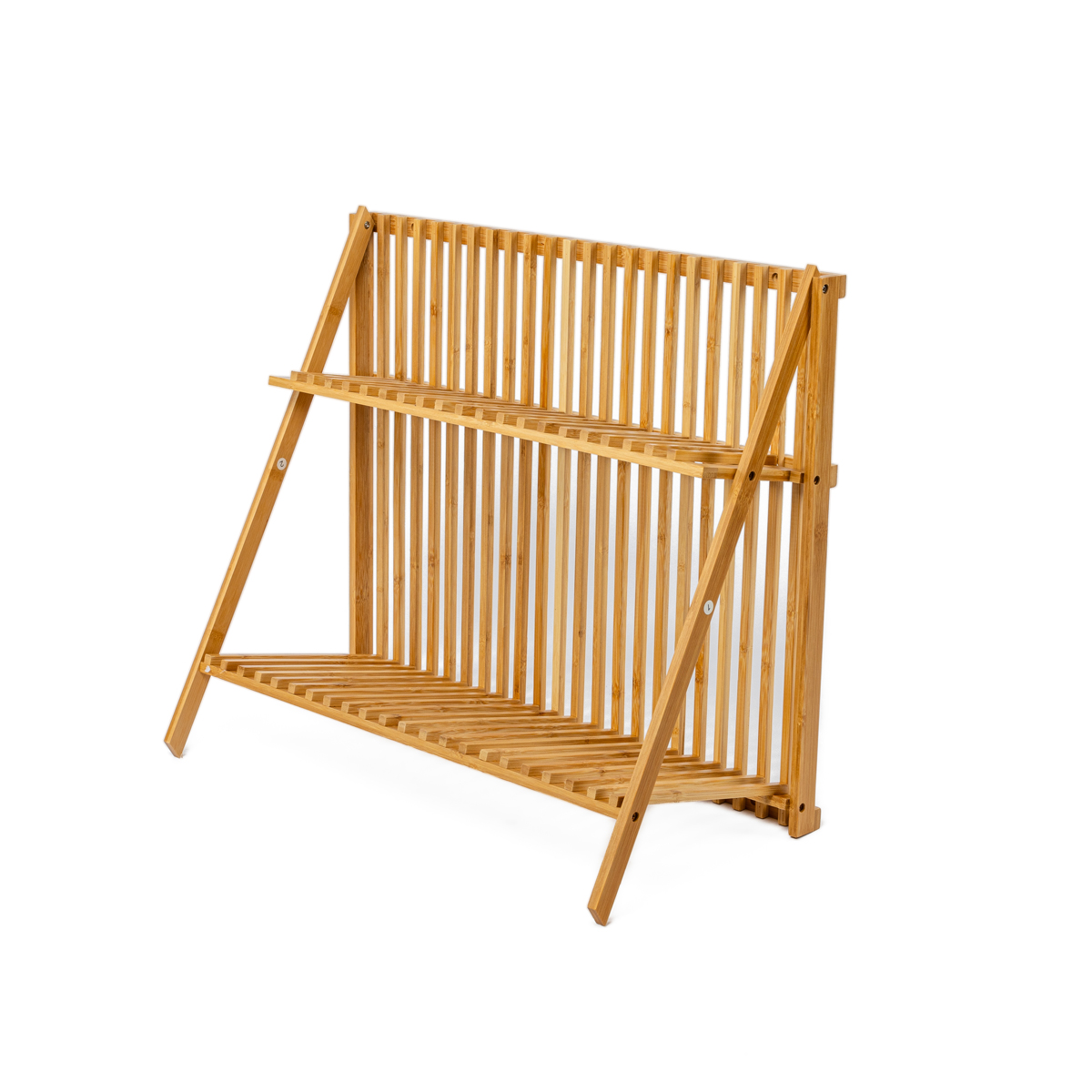 Estante de 2 níveis em bambu,  Estante de 2 níveis em bambu