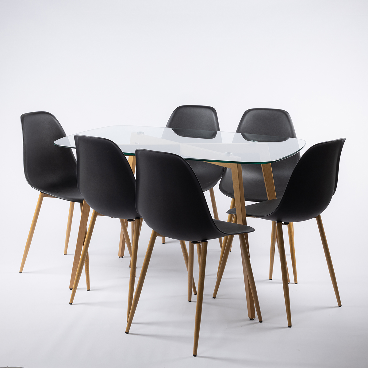 Mesa de cozinha GALLY com tampo de vidro