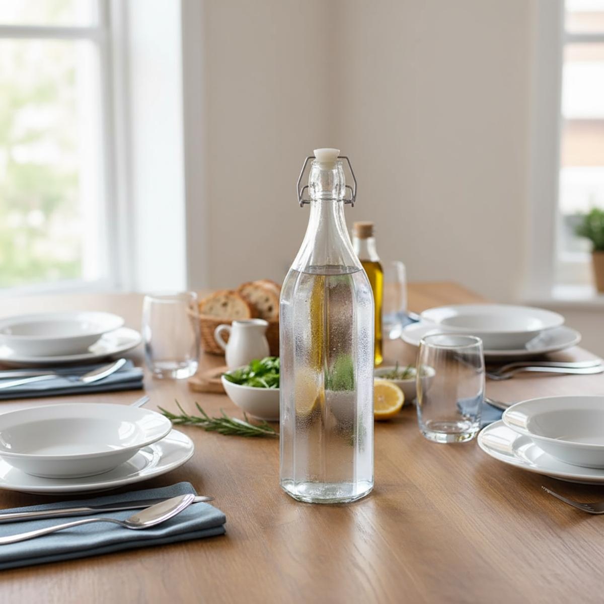 Garrafa GRANITY com tampa em vidro 1l