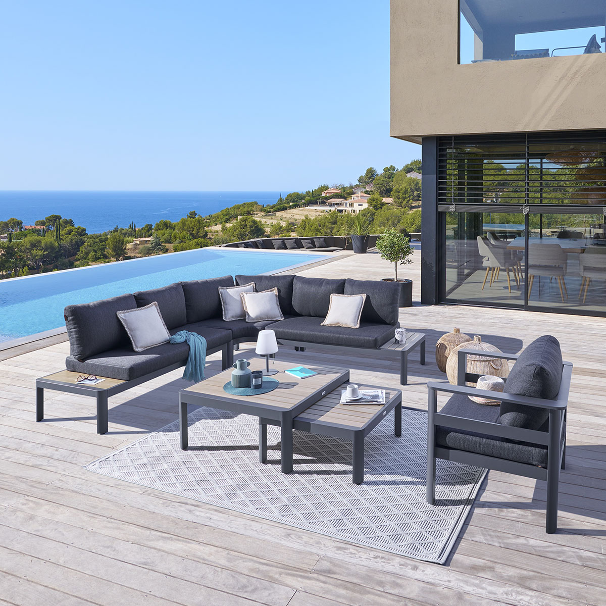 Conjunto de jardim &acirc;ngulo PARADIZE cinza graphite