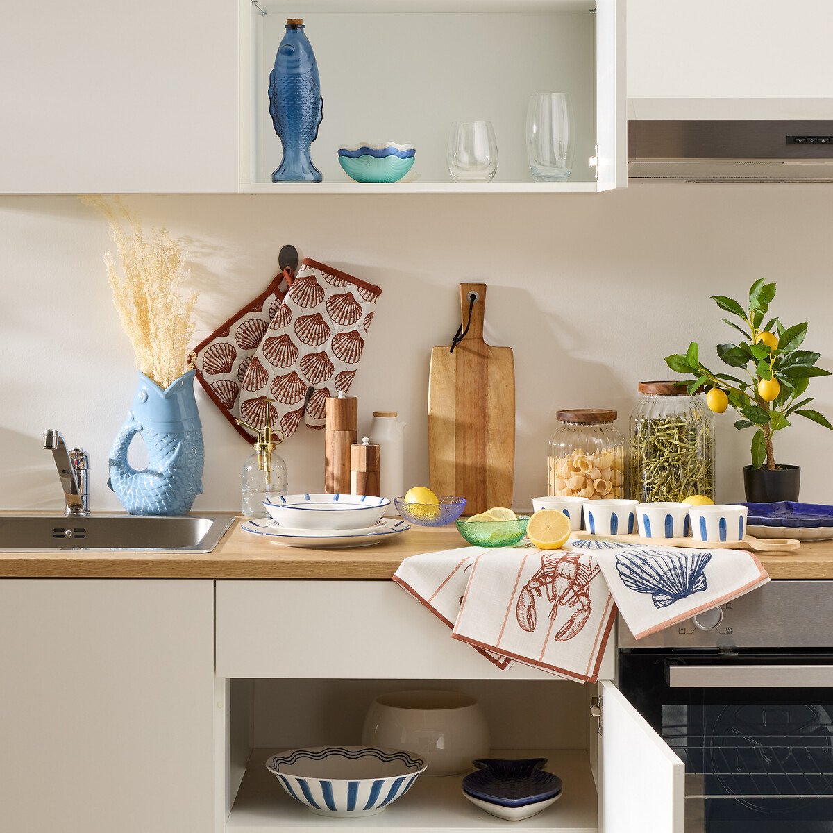 Conjunto de luva e pega de cozinha OCEANIA terracota