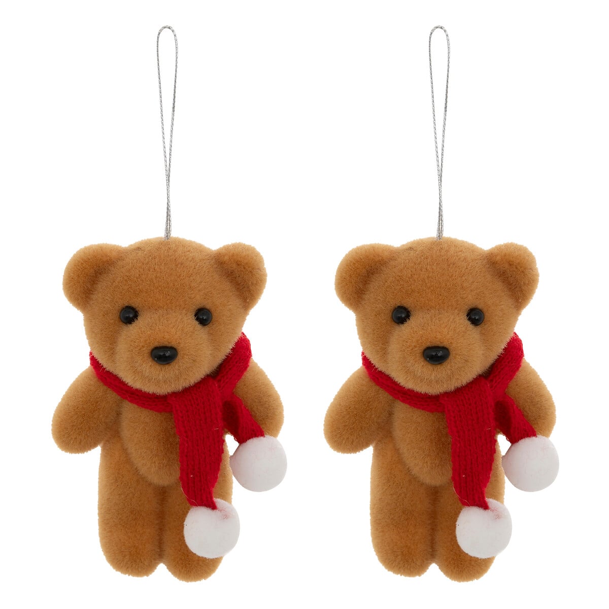 Conjunto de 2 pendurantes de urso com cachecol 12cm