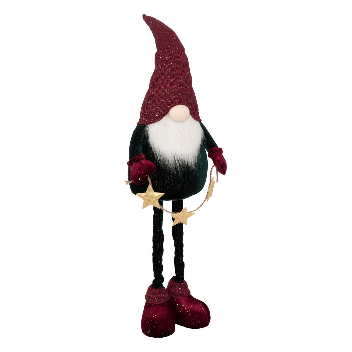 Figura gnomo com estrelas bordeaux 85cm