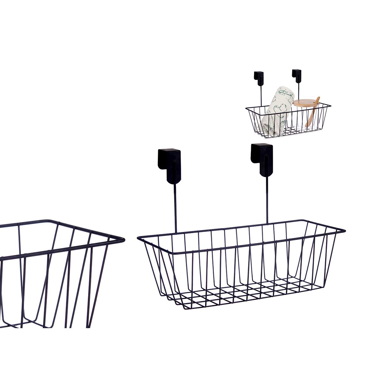 Cesto preto em metal para pendurar