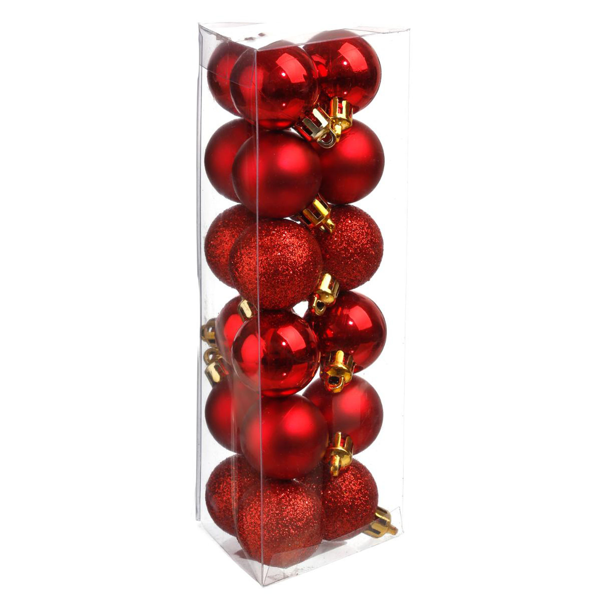 Conjunto de 18 bolas de natal vermelhas decoradas