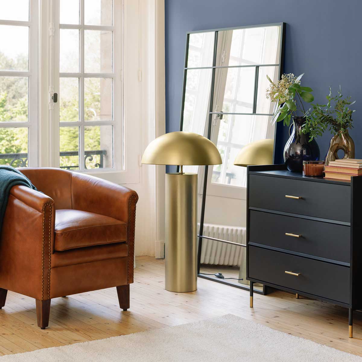 Espelho de parede macha preto em vidro