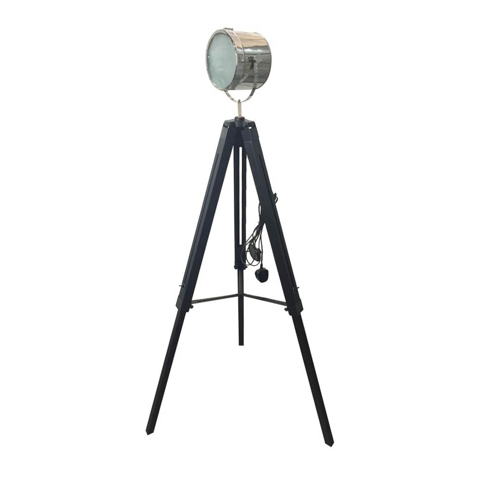 Candeeiro De Ch&atilde;o Com Trip&eacute; Em Madeira Ebor