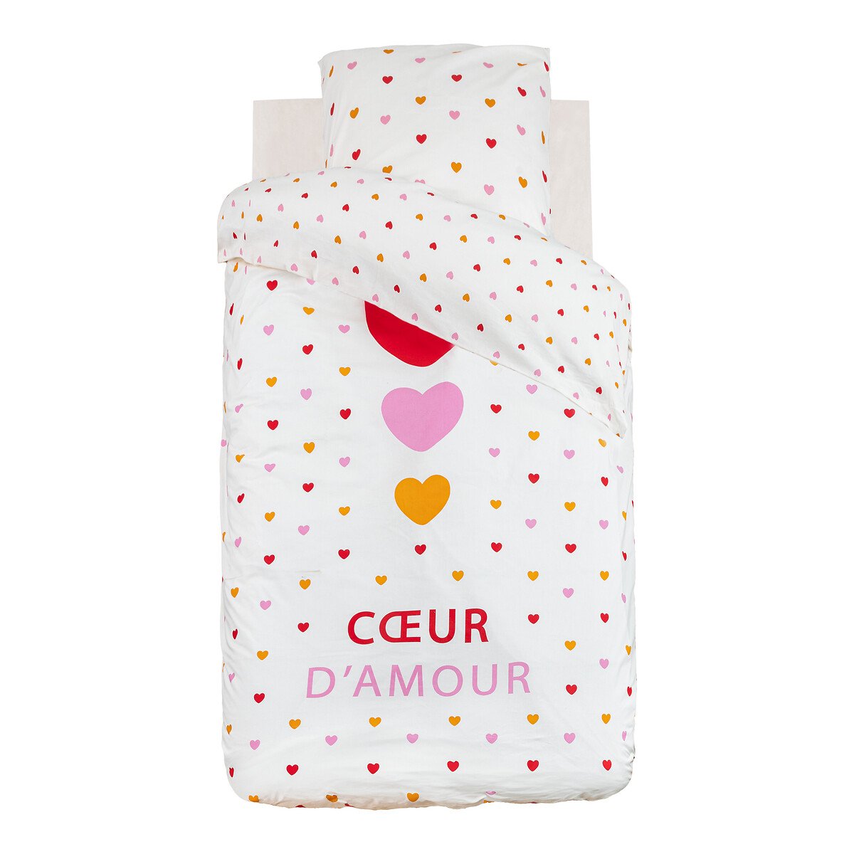 Capa de edred&atilde;o e capa de almofada cora&ccedil;&otilde;es revers&iacute;vel 140x200cm