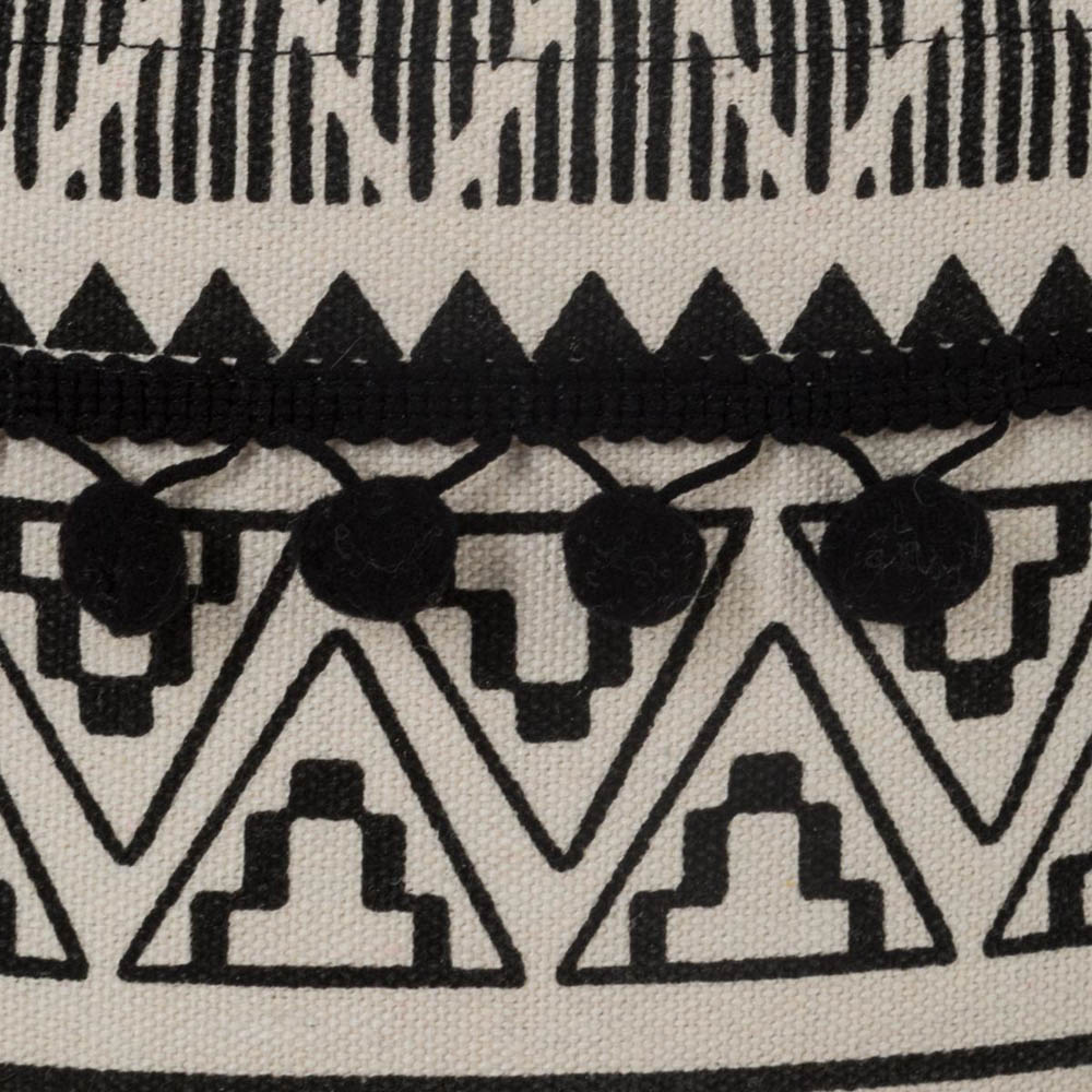 Tamborete Pompons Mandala Em Madeira E Tecido