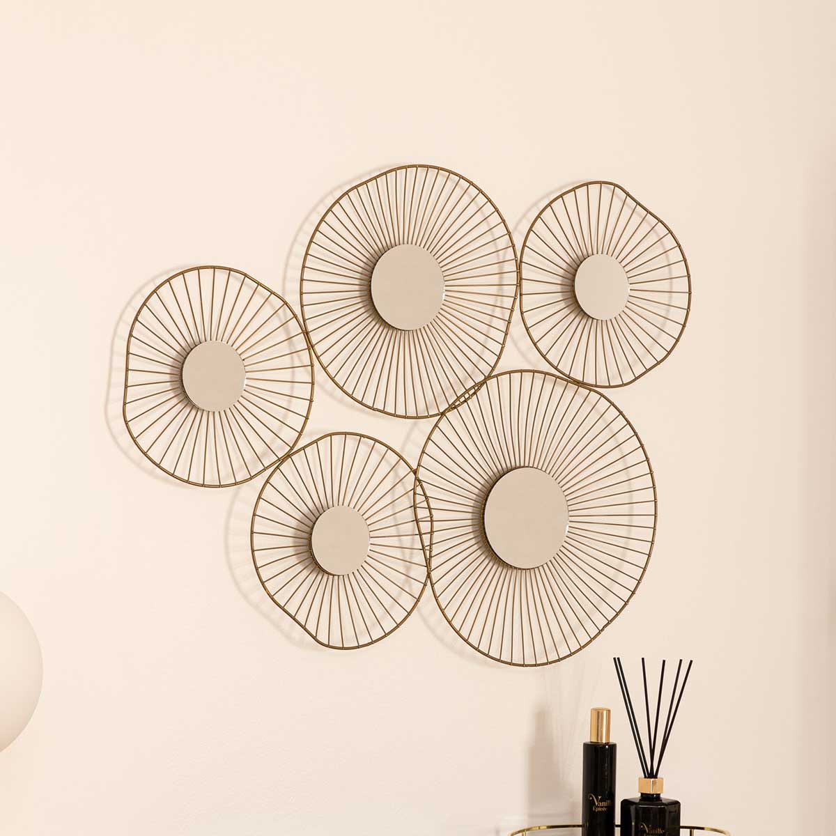 Conjunto de 5 espelhos dourados