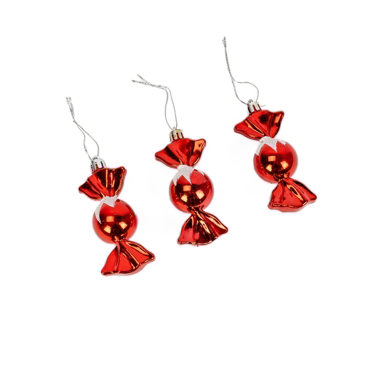 Conjunto de 3 pendurantes rebuçados vermelhos