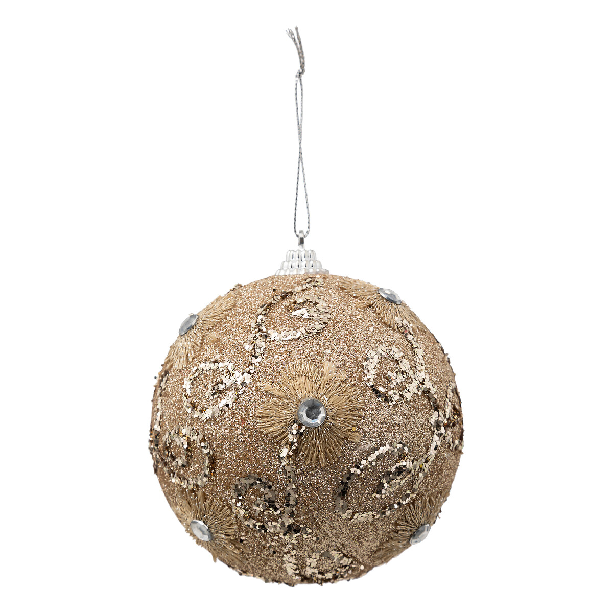 Pendurante bola decorada com flores e arabescos 10cm