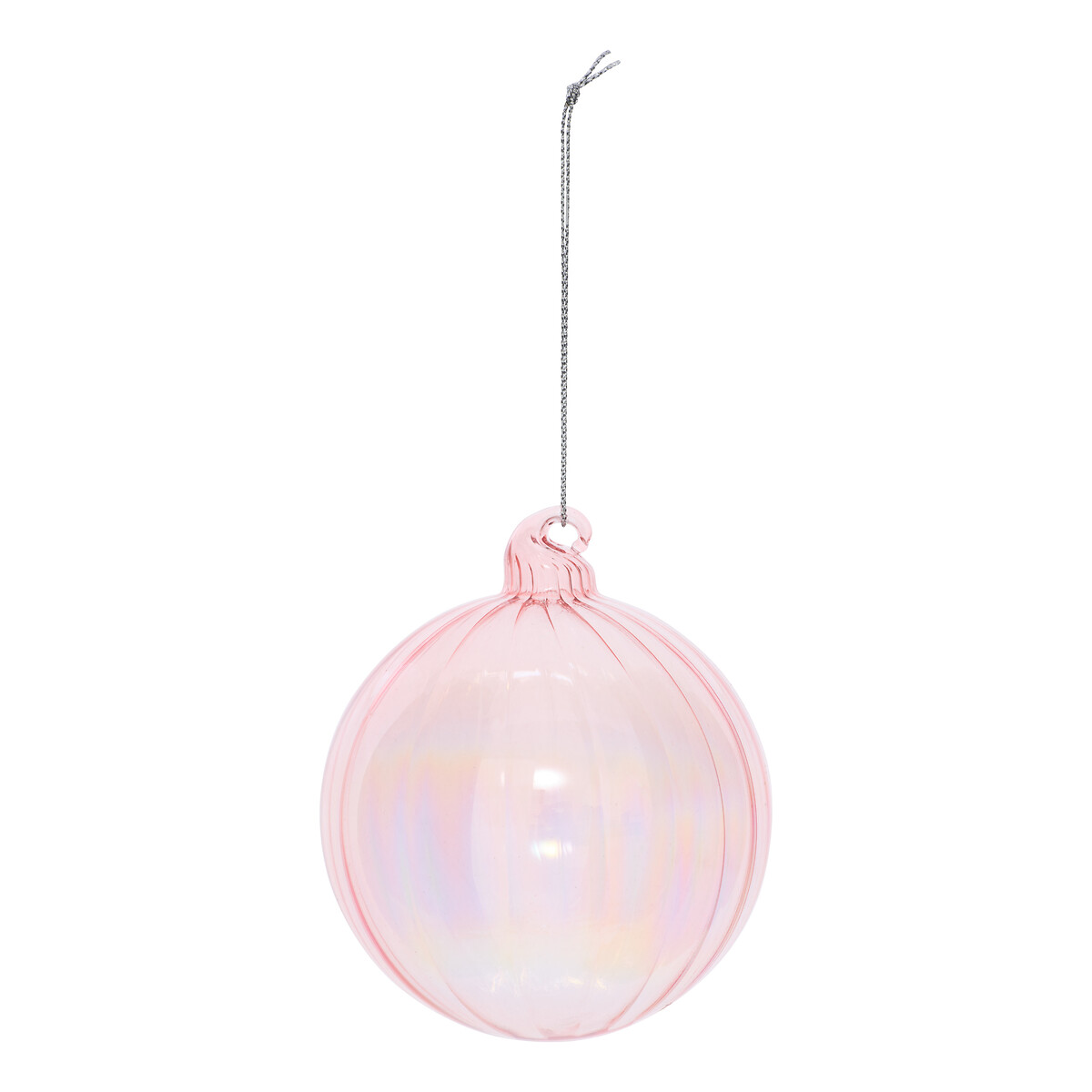 Bola de natal riscas rosa 8cm