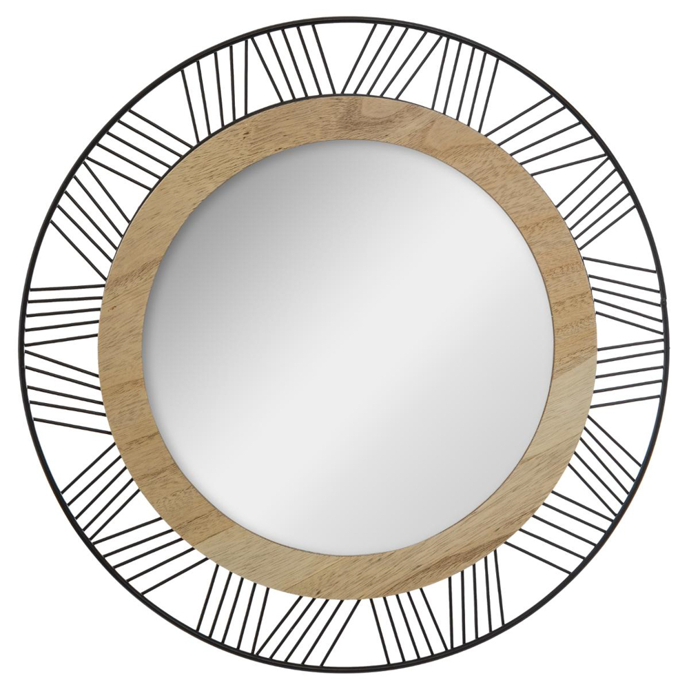 Espelho redondo decorativo ARCHI em metal e madeira 45cm,  Espelho redondo decorativo ARCHI em metal e madeira 45cm