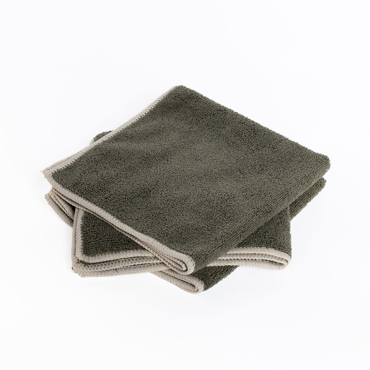 Conjunto de 3 panos microfibra verde caqui 34x34cm
