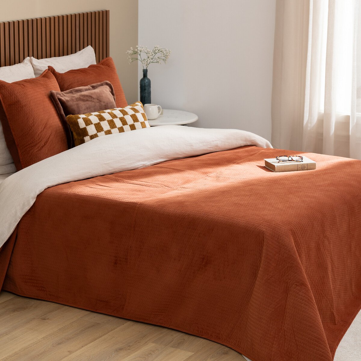 Colcha e 2 capas de almofada LILOU terracota 240x260cm