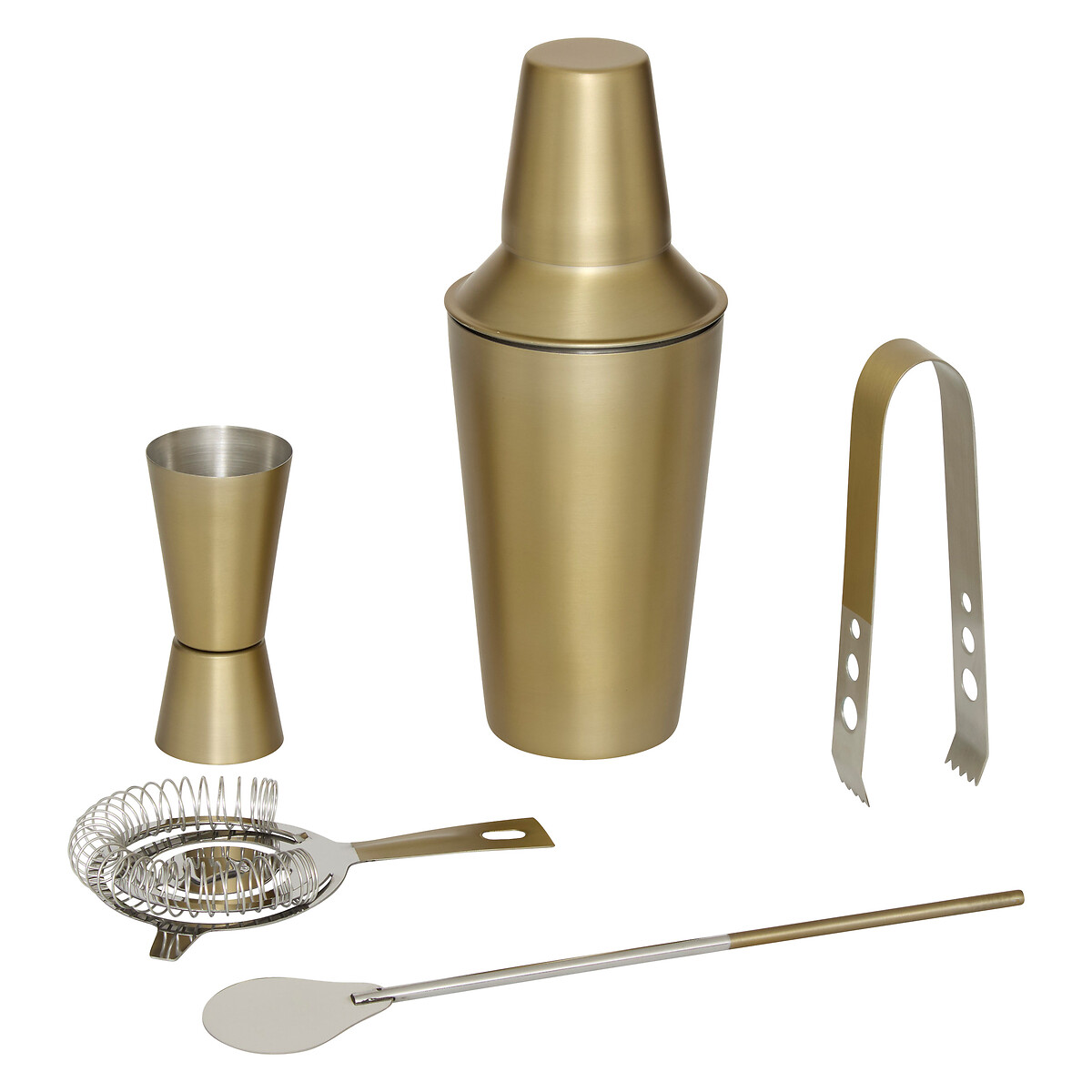 Conjunto de 5 pe&ccedil;as para cocktail dourado
