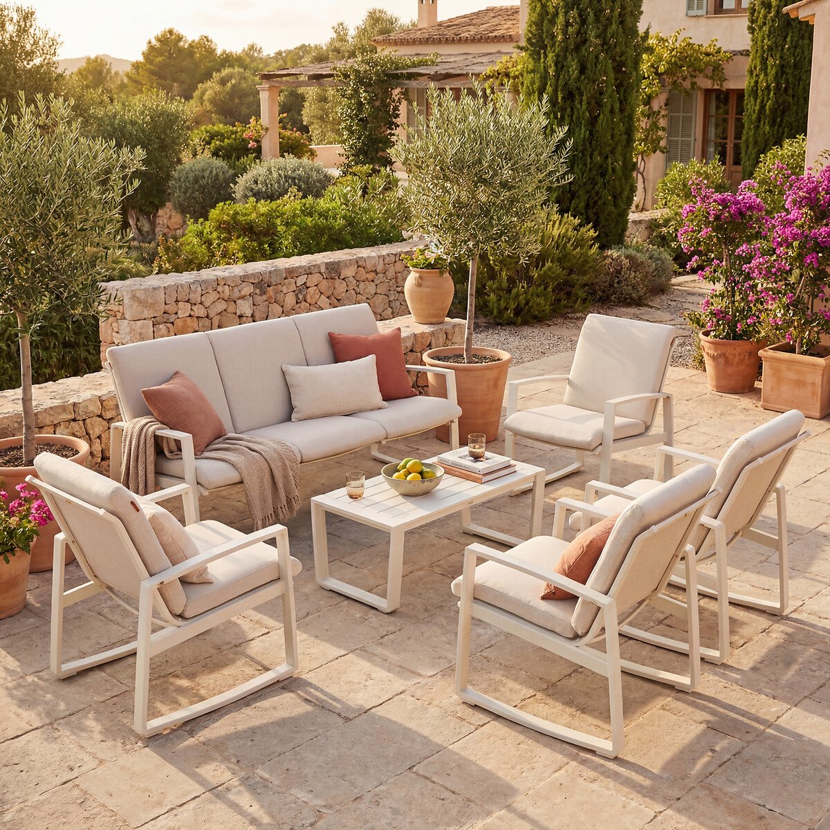 Conjunto de jardim BOREANE lin e argile 5 lugares