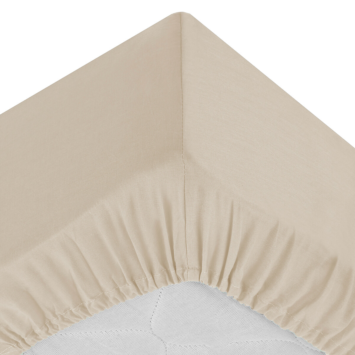 Len&ccedil;ol ajust&aacute;vel bege em algod&atilde;o percal 140x190cm