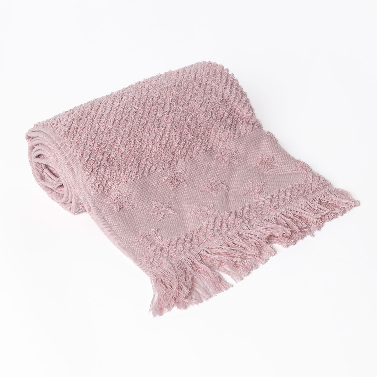 Toalha len&ccedil;ol de banho rosa com estrelas 70x140cm