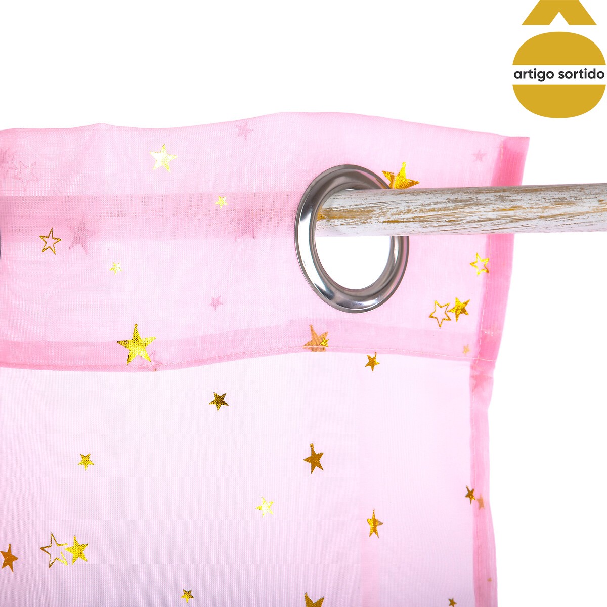 Cortina com estrelas douradas 140x250cm