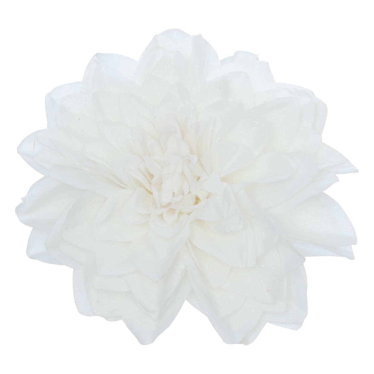 Flor d&aacute;lia branca com mola 20x10cm