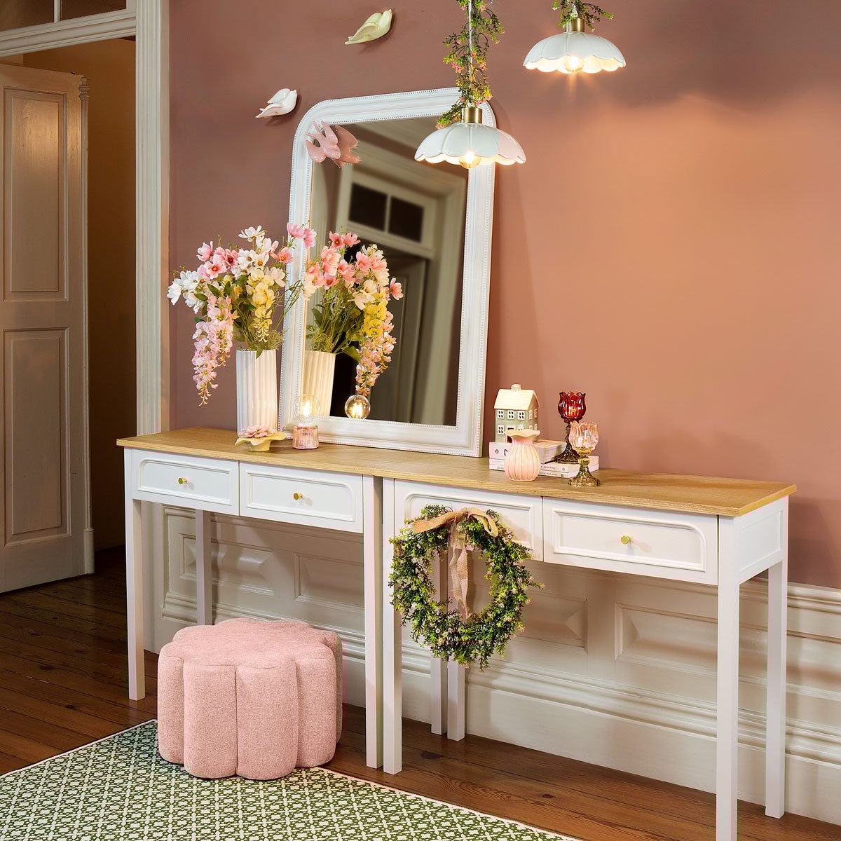 Pufe formato flor FLEUR DE ROSE rosa