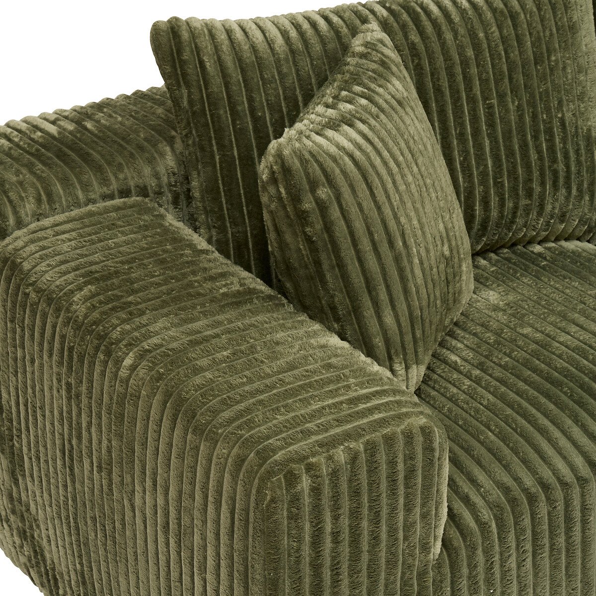 Sof&aacute; SOLKA tecido verde com chaise longue