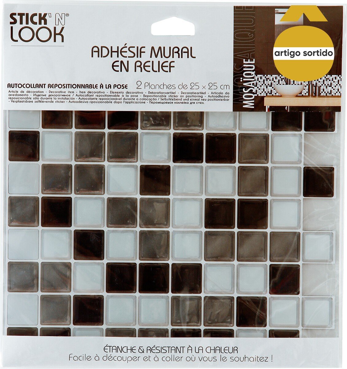 Sticker wc efeito mosaico 25x25cm