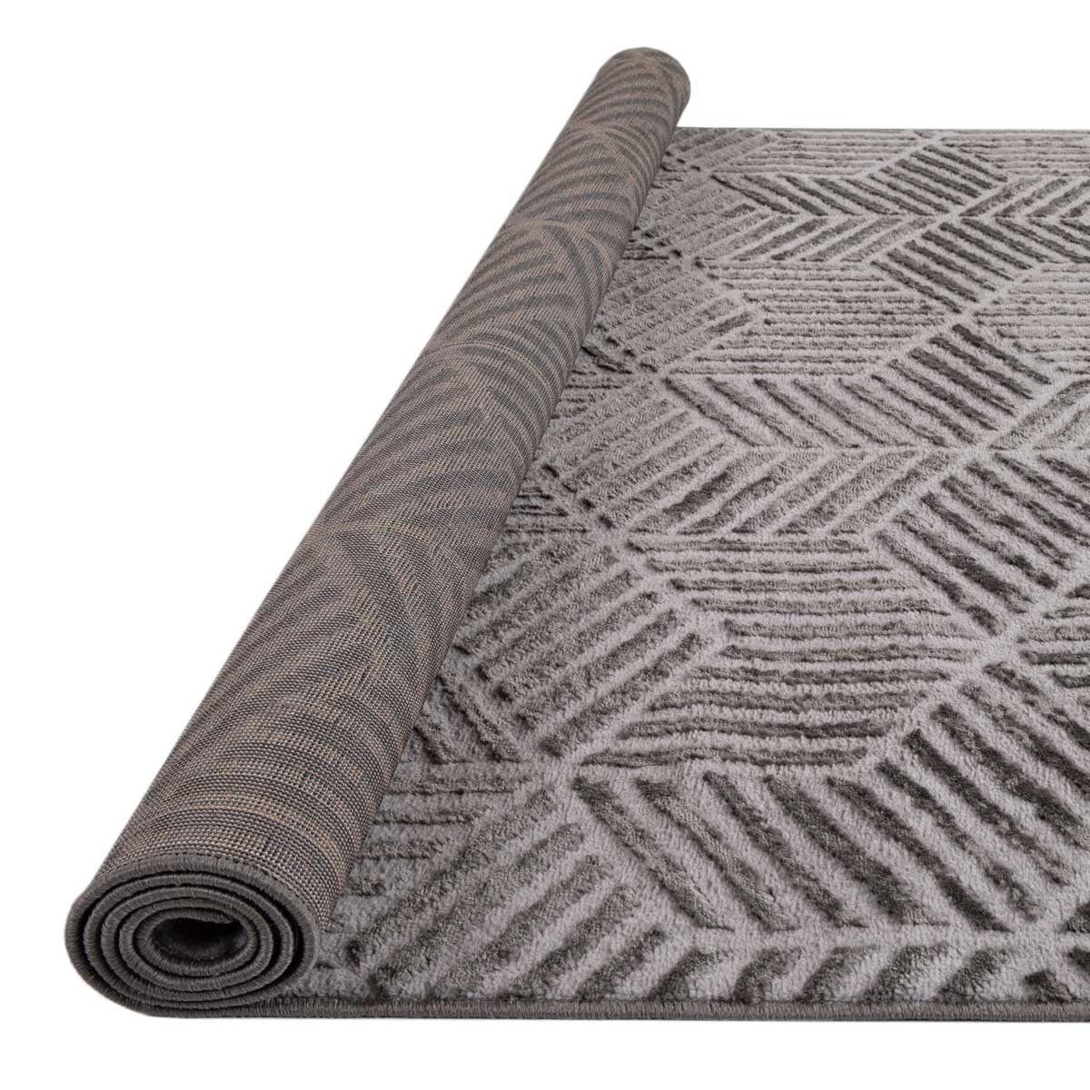 Tapete ZAHA geom&eacute;trico cinza antracite 200x285cm