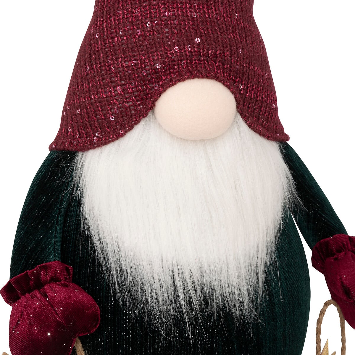 Figura gnomo com estrelas bordeaux 85cm