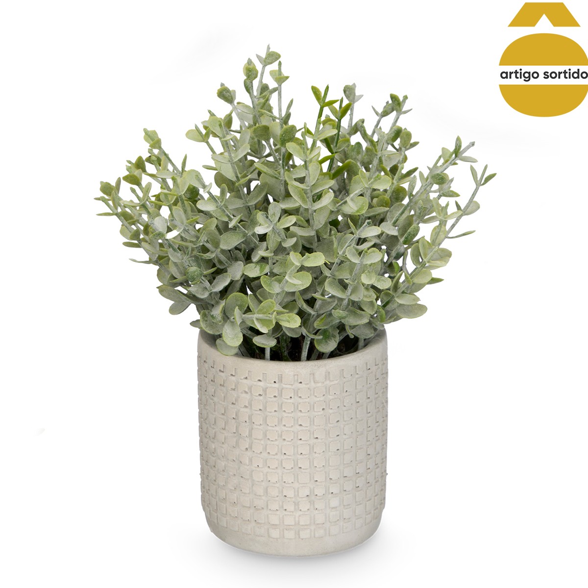 Vaso De Cimento Com Flores Artificiais 20cm