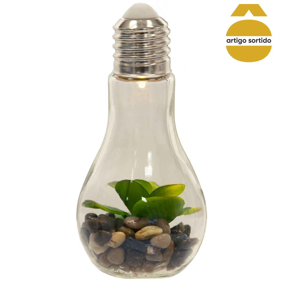 Vaso l&acirc;mpada led suspenso com cacto