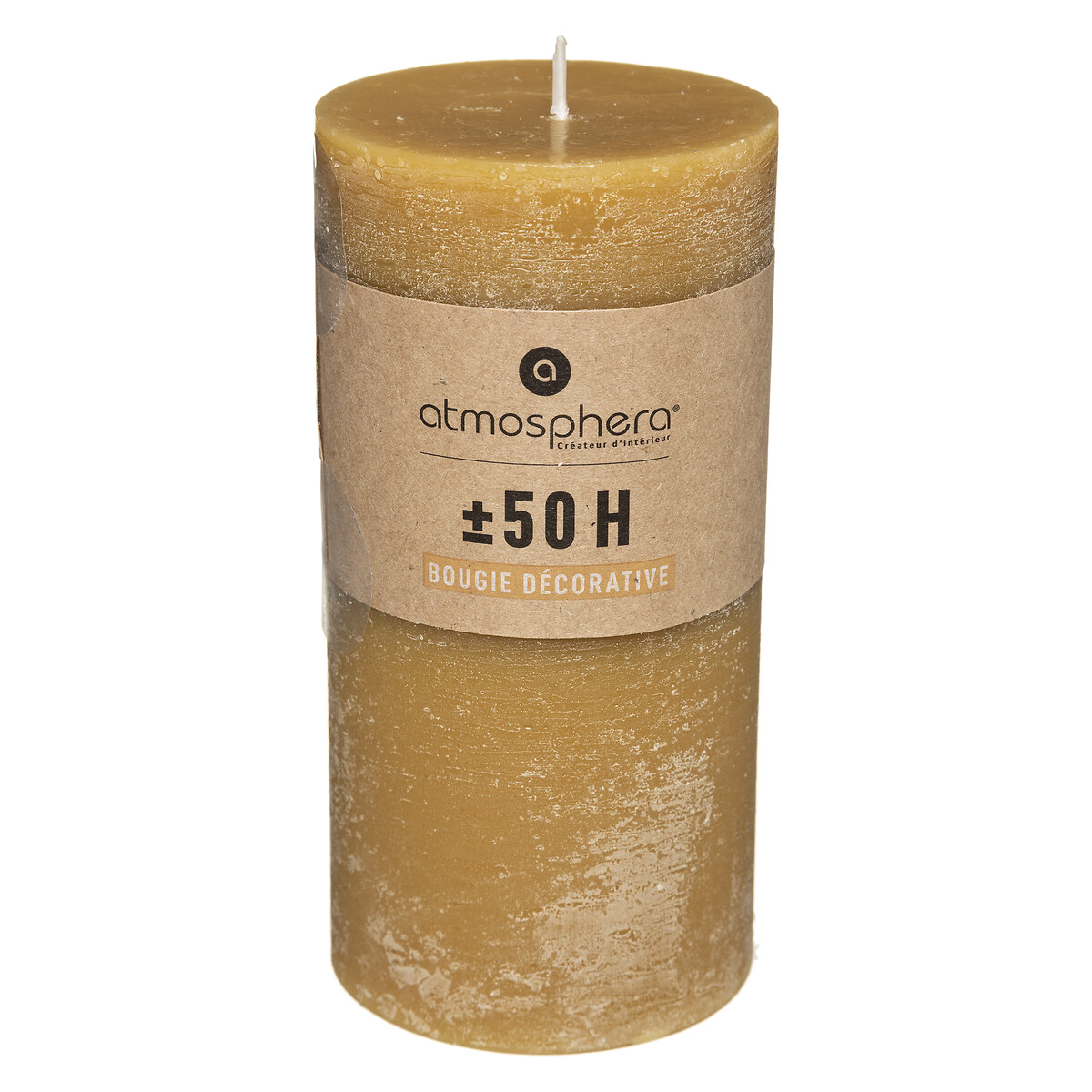 Vela r&uacute;stica cil&iacute;ndrica amarela 7x14cm