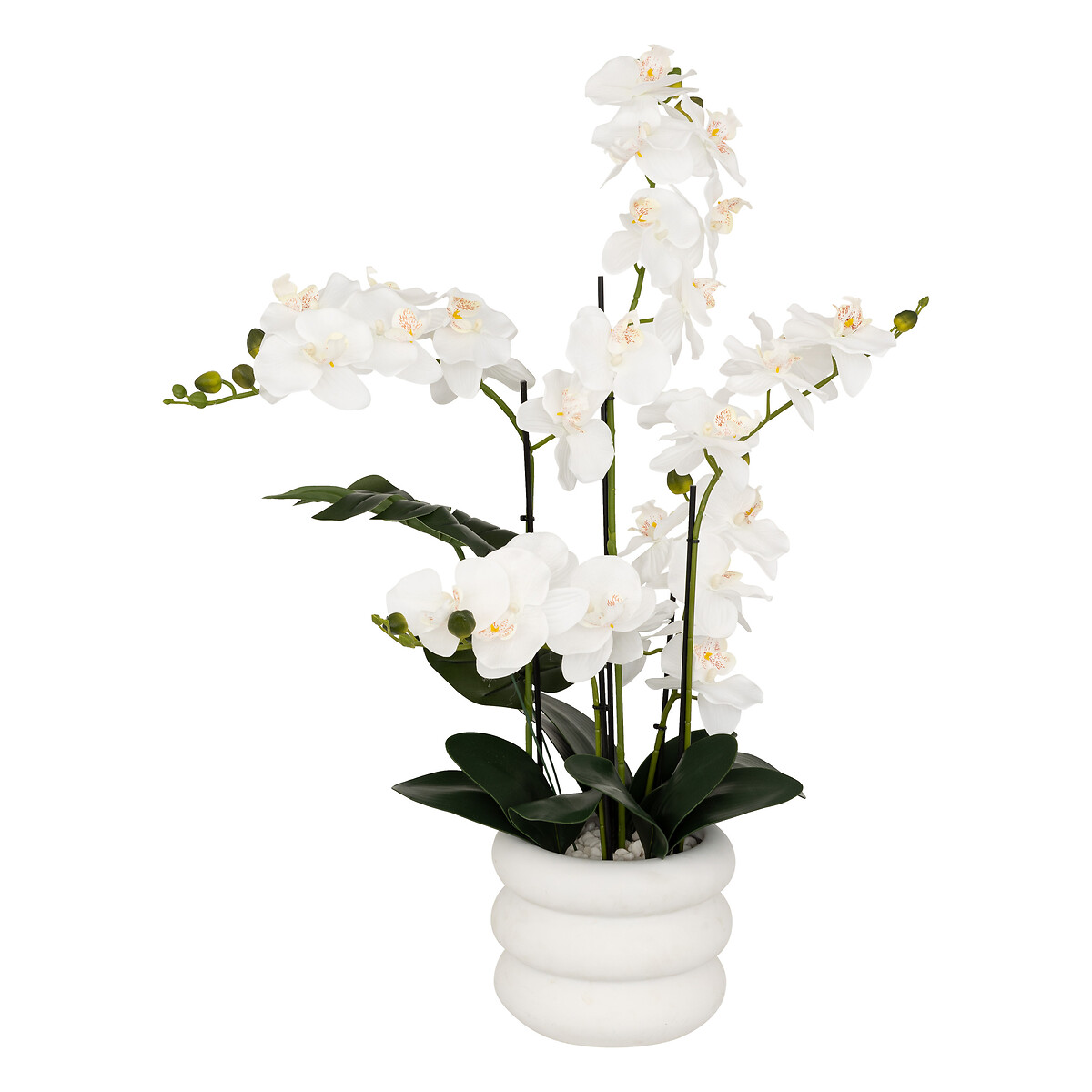 Vaso com orquídea artificial MICK branca 80cm