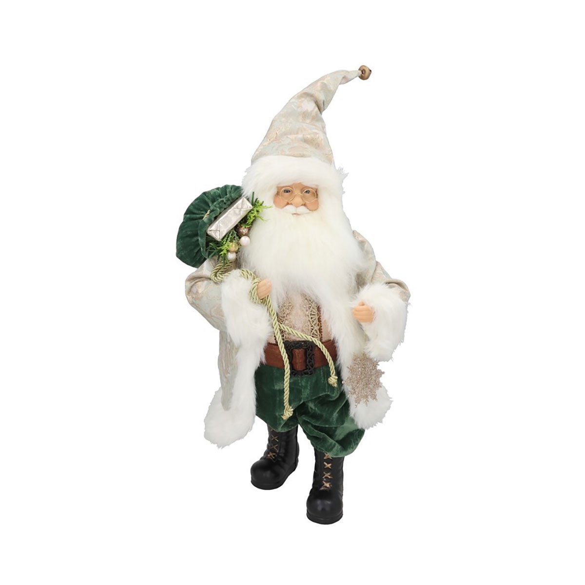 Pai natal verde com saco presente 45cm