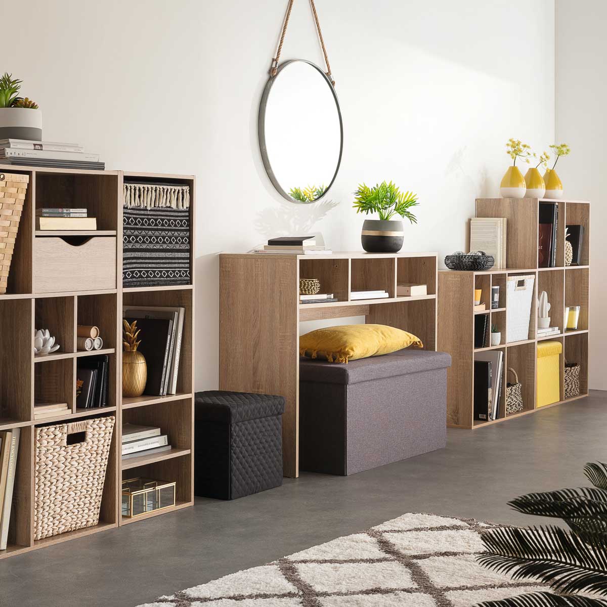 Pufe MIXMODUL em veludo preto 31x31cm,  Pufe MIXMODUL em veludo preto 31x31cm