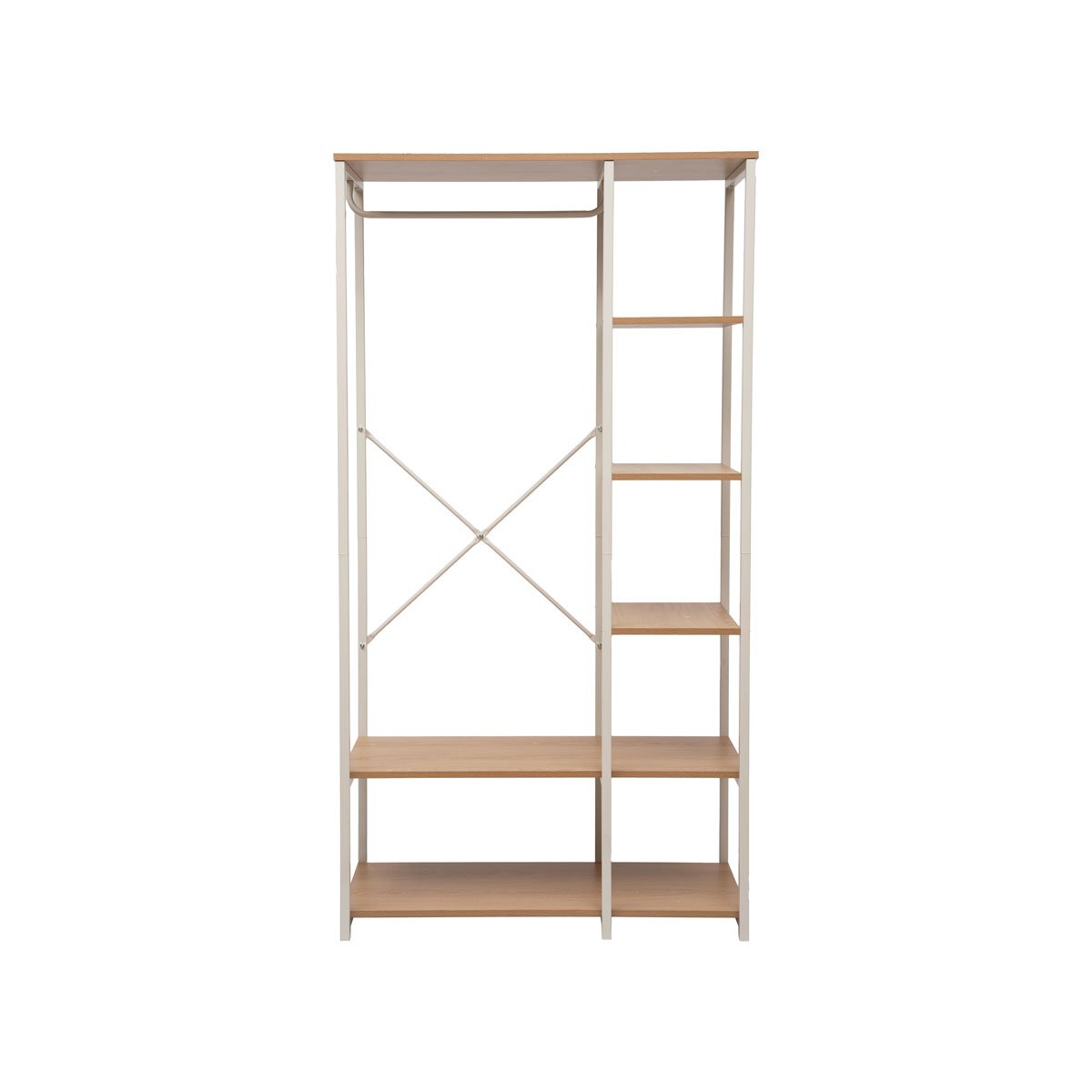 Roupeiro de metal bege com prateleiras 170cm