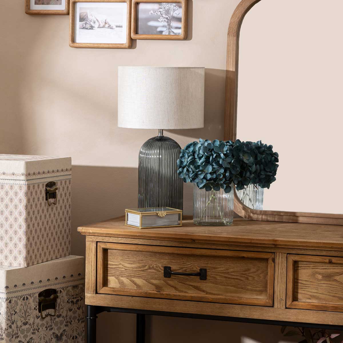 Candeeiro de mesa matii azul em vidro