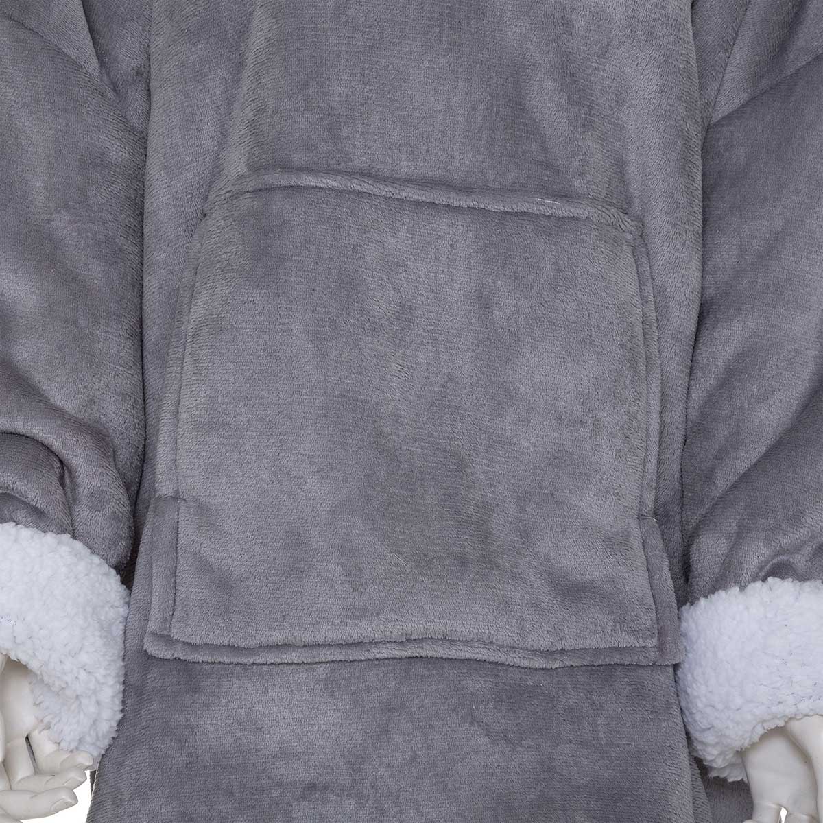 Manta camisola com capuz cinza