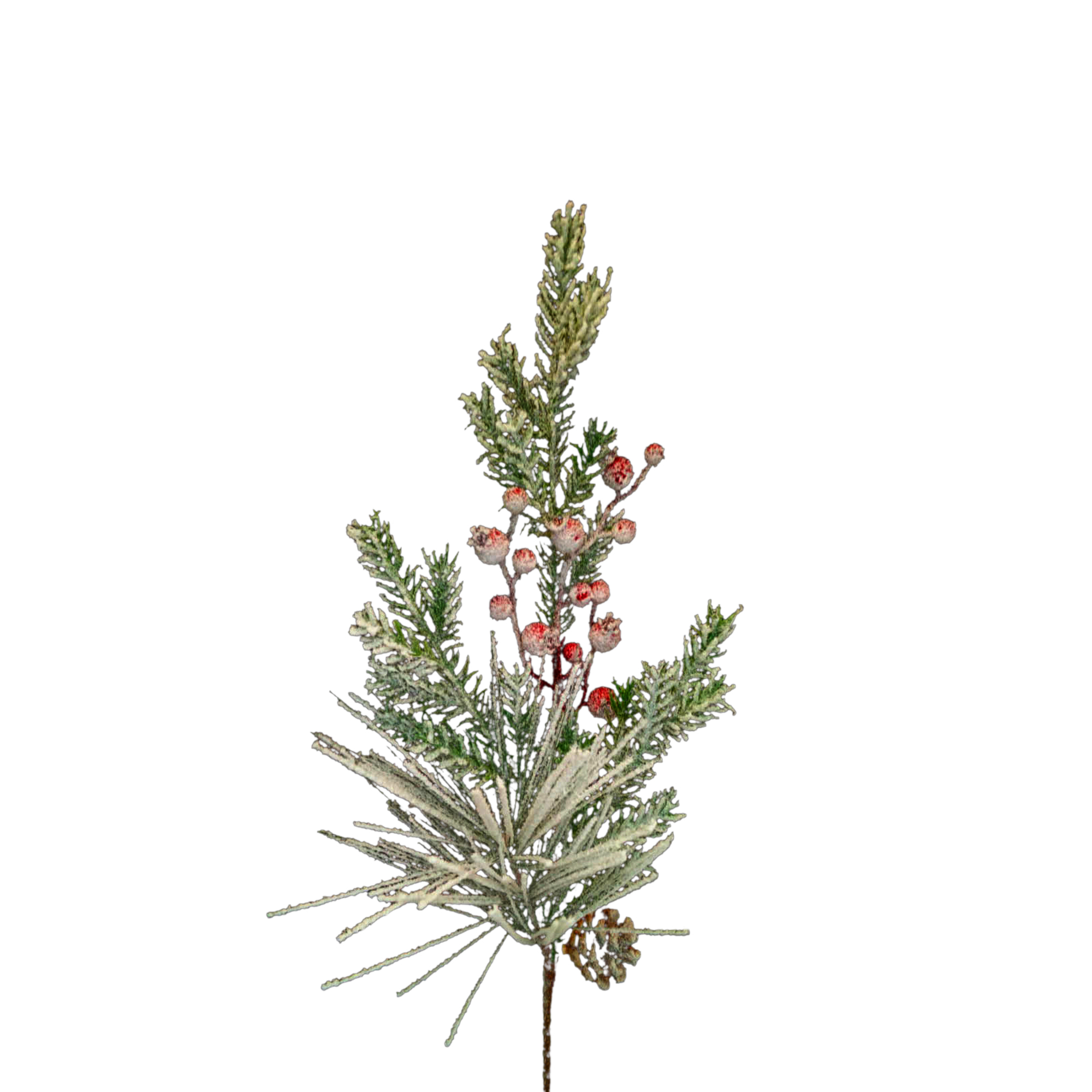 Haste flocada com pinha e verdura 65cm