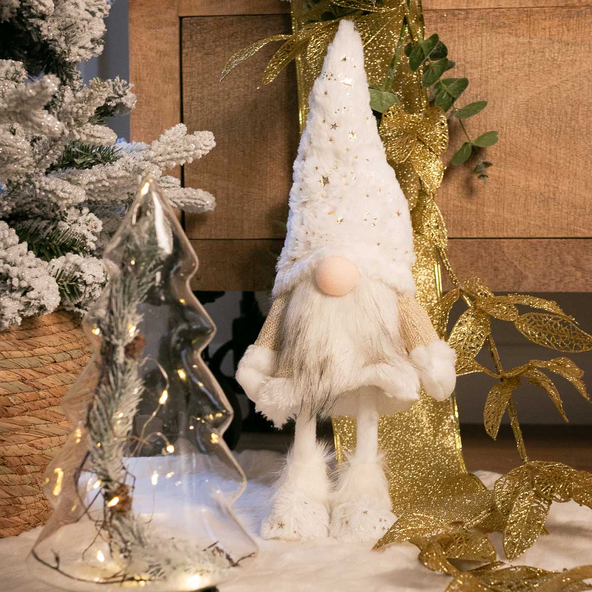 Pai natal skandi branco 45cm