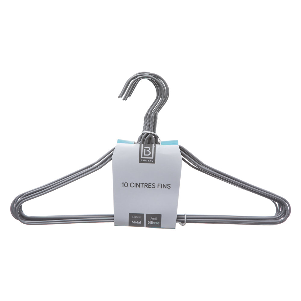 Conjunto de 10 cabides em metal