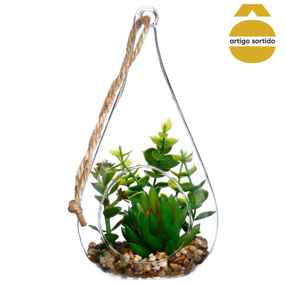 Vaso GOTA suspenso com planta 19,5cm