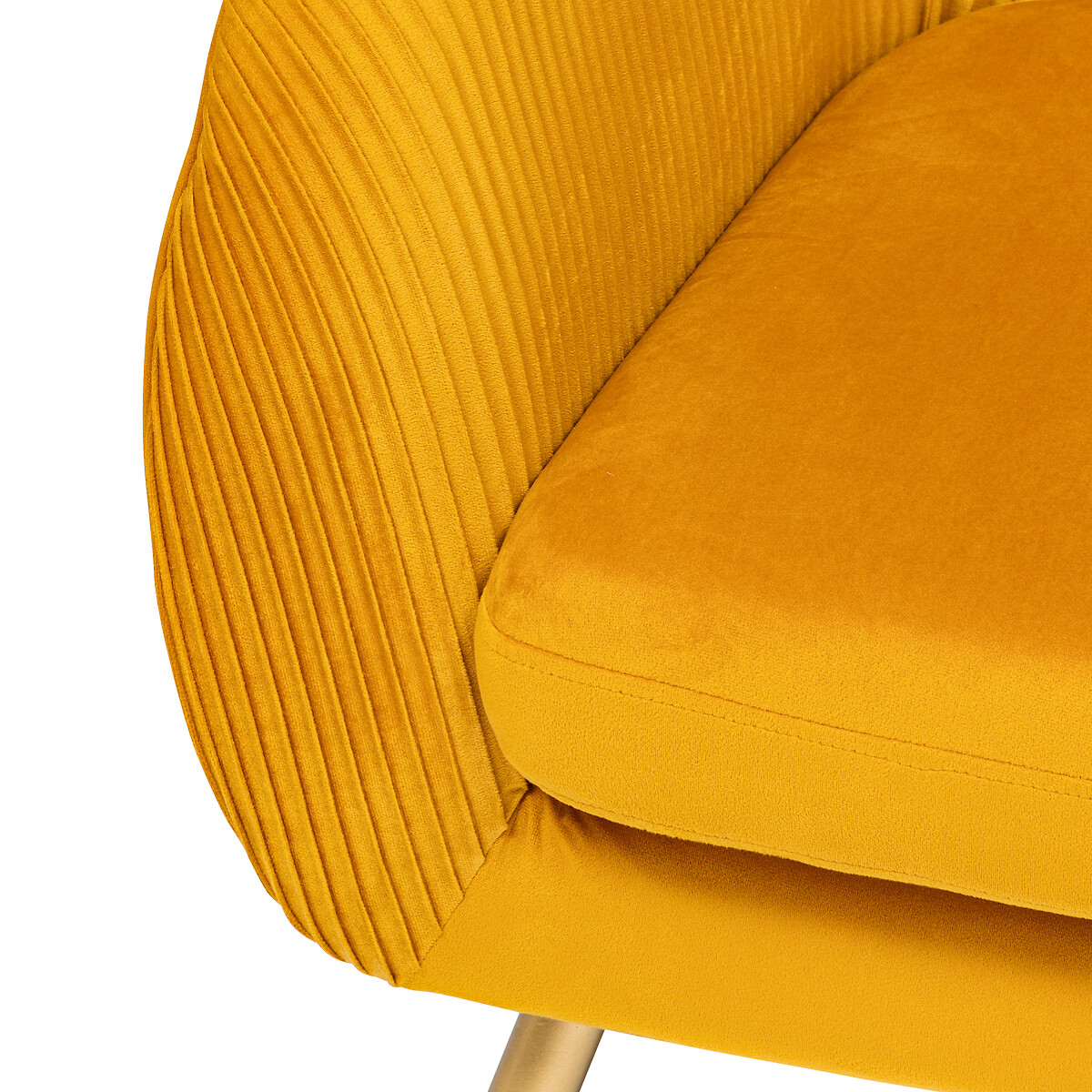 Sofá de 2 lugares SOLARO amarelo em veludo